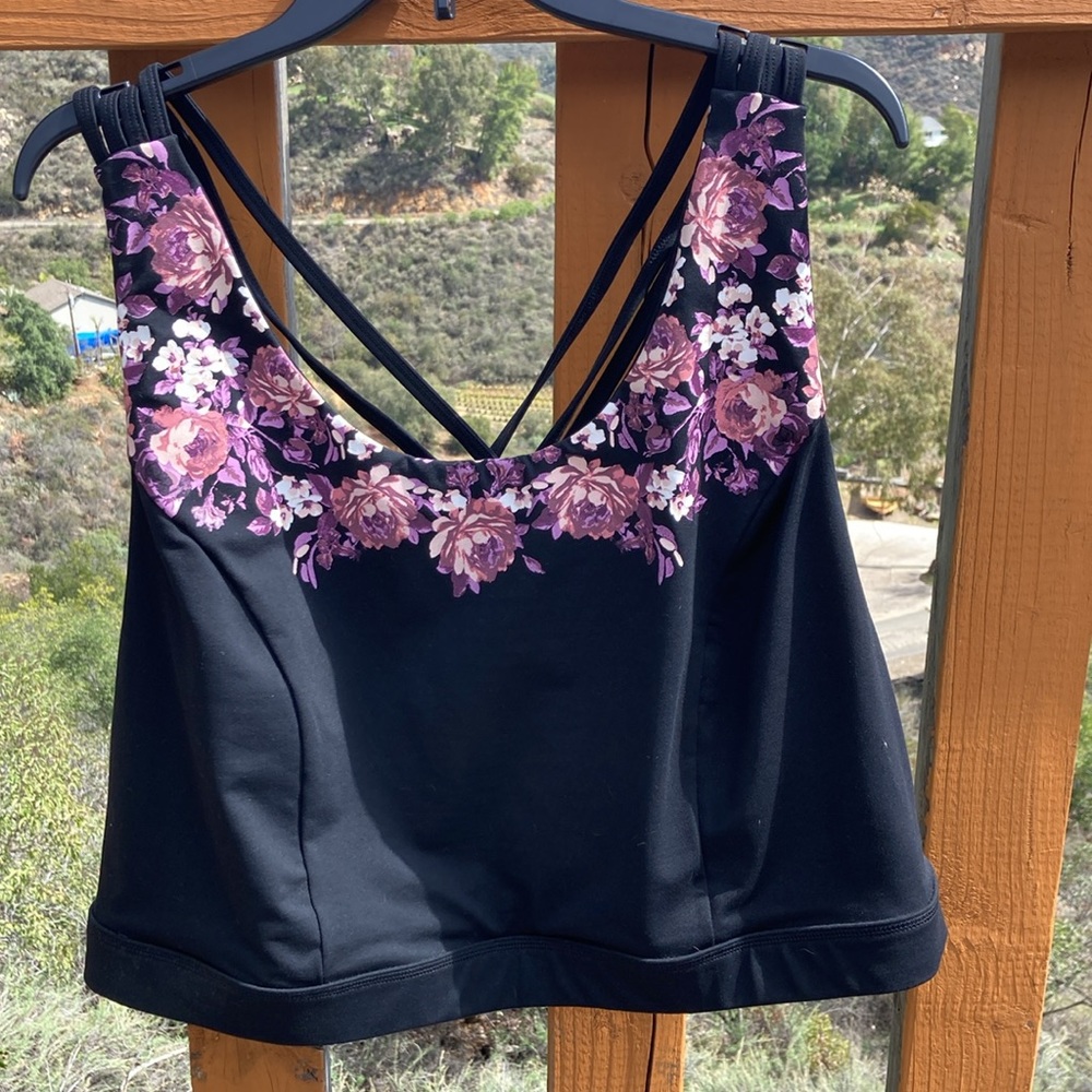 Floral Black Strappy Women's Top
